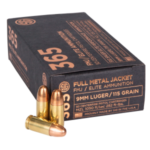 Sig Sauer E9MMB1-365 Elite Ball 365, 9MM, 115 Grain, Full Metal Jacket Ammunition