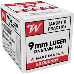 Winchester W9MM12450 9mm 124 Grain Full Metal Jacket (FMJ) Ammo