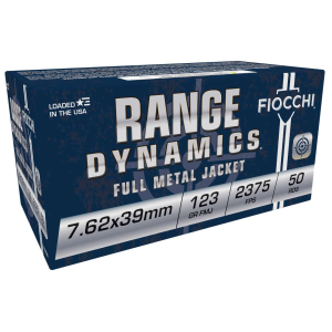 Fiocchi FIO762X39A Range Dynamics 7.62x39mm 123gr FMJ Training Ammo