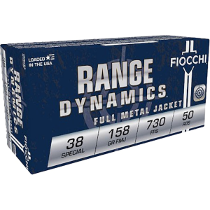 Fiocchi 38G Range Dynamics .38 Special 158gr FMJ, 730 fps Velocity