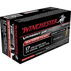 Winchester S17W25 Varmint HE 17 WSM 25 Grain Polymer Tip