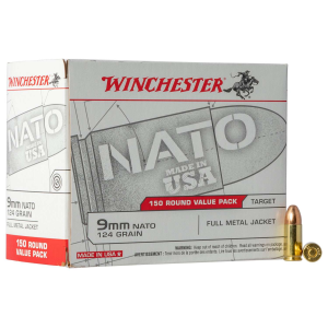 Winchester USA9NATOY 9mm NATO 124 Grain Full Metal Jacket Ammunition