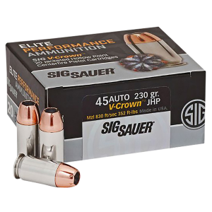 Sig Sauer E45AP2-20 45ACP 230 Grain Elite V-Crown Jacketed Hollow Point
