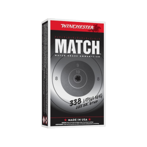 Winchester S338LM2 Match 338 Lapua Magnum 285 Grain Hollow Point Boat Tail