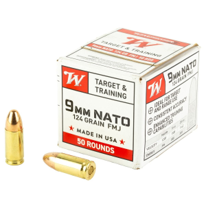 Winchester W9NATO50 9mm NATO 124 Grain Full Metal Jacket (FMJ) Ammo