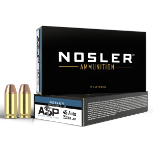 Nosler 51284 ASP 45 ACP 230 Grain Jacketed Hollow Point (JHP) Ammo