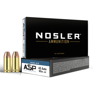 Nosler 51271 ASP 45 ACP 185 Grain Jacketed Hollow Point (JHP) Ammo