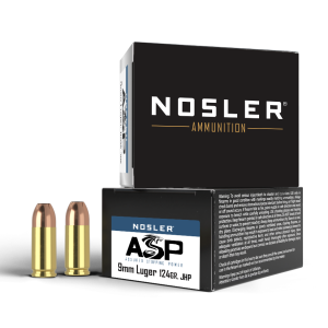 Nosler 51286 ASP 9mm 124 Grain Jacketed Hollow Point (JHP) Ammo