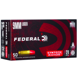 Federal AE9SJ2 Syntech Range 9mm 124 Grain TSJ (Total Synthetic Jacket) Flat Nose Ammo