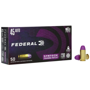 Federal AE45SJ2 Syntech Training Match 45 ACP 230 Grain Total Synthetic Jacket (TSJ) Flat Nose Ammo