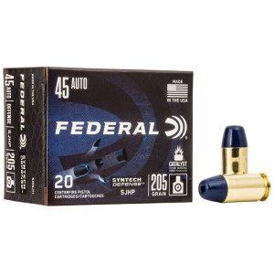 Federal S45SJT1 Syntech Defense 45 ACP 205 Grain Segmented Jacketed Hollow Point (SJHP) Ammo