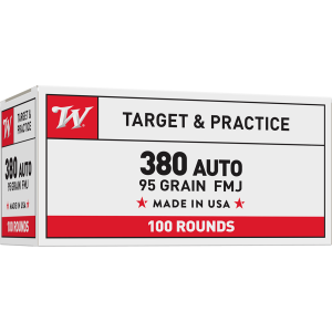 Winchester USA380VP USA 380 ACP 95 Grain Full Metal Jacket (FMJ) Flat Nose Ammo